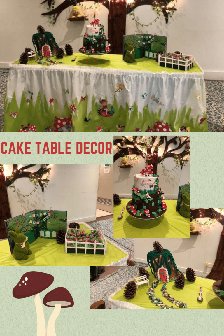 Enchanted Forest party cake table decoration ideas
