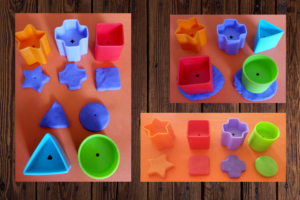 learning shapes with play dough