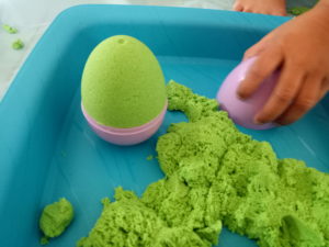 Make a sensory Kinetic sand egg mold