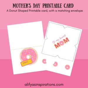 Mothers day Free Printable card with envelope